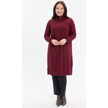 Kado Moda Dik Yaka Iki Iplik Fermuarlı Tunik