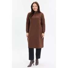 Kado Moda Dik Yaka İki İplik Fermuarlı Tunik