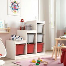 IKEA Modern Beyaz Oyuncak Saklama Ünitesi 99X44X94 cm - Çocuk Odası Iskandinav Tarzı Sağlam Ahşap Depolama Ünitesi - Modüler Yapı