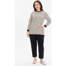 Kado Moda Iki Iplik Çizgili Basic Kadın Tunik