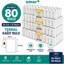 Umur 56X16 Yazarkasa Termal Pos Rulo Kasa Fiş Kağıdı 80'li Paket 800 Rulo