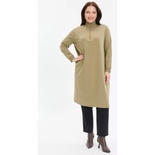 Kado Moda Dik Yaka Iki Iplik Fermuarlı Tunik