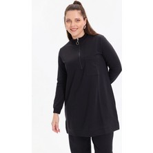 Kado Moda Iki Iplik Dik Yaka Fermuarlı Tek Cepli Tunik