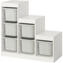 IKEA Modern Beyaz Oyuncak Saklama Ünitesi 99X44X94 cm - Çocuk Odası Iskandinav Tarzı Sağlam Ahşap Depolama Ünitesi - Modüler Yapı