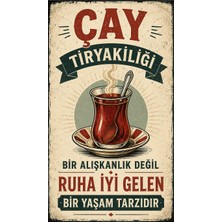 Lucena Çay Tiryakiliği Retro Metal Duvar Tabelası Dekoratif Vintage Çay Levhası Tablo