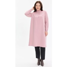Kado Moda Dik Yaka Iki Iplik Fermuarlı Tunik