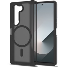 Kupa Samsung Galaxy Z Fold 6 Kılıf Kamera Korumalı Siyah Çerçeve Mat Şeffaf Arka Yüzey Kapak
