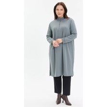 Kado Moda Dik Yaka Iki Iplik Fermuarlı Tunik