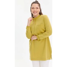 Kado Moda Iki Iplik Dik Yaka Fermuarlı Tek Cepli Tunik