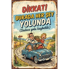 Lucena Retro Metal Levha Esprili Komik Yazılı Vintage Duvar Panosu Tablo