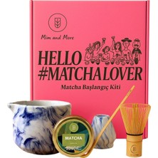 Mim And More Matcha Starter Pack Mavi - Chawan, Bambu Whisk, Chasen, Chasaku, Saf Matcha 25 gr Matcha Başlangıç Seti