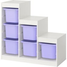 IKEA Modern Beyaz Oyuncak Saklama Ünitesi 99X44X94 cm - Çocuk Odası Iskandinav Tarzı Sağlam Ahşap Depolama Ünitesi - Modüler Yapı