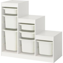 IKEA Modern Beyaz Oyuncak Saklama Ünitesi 99X44X94 cm - Çocuk Odası Iskandinav Tarzı Sağlam Ahşap Depolama Ünitesi - Modüler Yapı