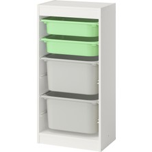 IKEA Modern Beyaz Oyuncak Saklama Ünitesi 46X30X94 cm - Çocuk Odası Iskandinav Tarzı Sağlam Ahşap Depolama Ünitesi - Modüler Yapı