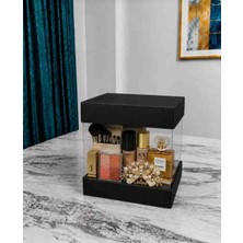 Rass Asetat Gelin&damat Çeyiz Bohça Kutusu Siyah Şeffaf Katlanabilir Demonte Büyük Boy 23,5*23,5*25CM 1 Adet