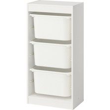 IKEA Modern Beyaz Oyuncak Saklama Ünitesi 46X30X94 cm - Çocuk Odası Iskandinav Tarzı Sağlam Ahşap Depolama Ünitesi - Modüler Yapı