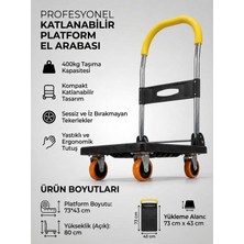 Die Grup Hannah Profesyonel Katlanabilir Platform El Arabası 400 kg Kapasiteli Taşıma Arabası Döner Tekerlekli