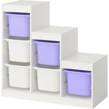 IKEA Modern Beyaz Oyuncak Saklama Ünitesi 99X44X94 cm - Çocuk Odası Iskandinav Tarzı Sağlam Ahşap Depolama Ünitesi - Modüler Yapı