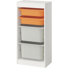 IKEA Modern Beyaz Oyuncak Saklama Ünitesi 46X30X94 cm - Çocuk Odası Iskandinav Tarzı Sağlam Ahşap Depolama Ünitesi - Modüler Yapı