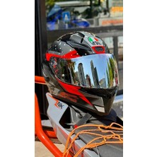 Agv K1 S Fastlap Black Grey Red Kapalı Kask( Silver Vizör + Şeffaf Vizör ) [agv]