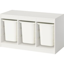 IKEA Modern Beyaz Oyuncak Saklama Ünitesi 99X44X56 cm - Çocuk Odası Iskandinav Tarzı Sağlam Ahşap Depolama Ünitesi - Modüler Yapı