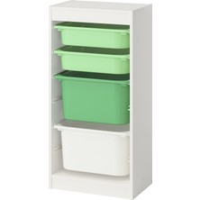 IKEA Modern Beyaz Oyuncak Saklama Ünitesi 46X30X94 cm - Çocuk Odası Iskandinav Tarzı Sağlam Ahşap Depolama Ünitesi - Modüler Yapı