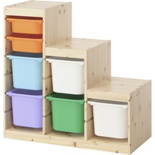 IKEA Modern Beyaz Oyuncak Saklama Ünitesi 94X44X91 cm - Çocuk Odası Iskandinav Tarzı Sağlam Ahşap Depolama Ünitesi - Modüler Yapı