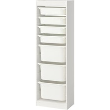 IKEA Modern Beyaz Oyuncak Saklama Ünitesi 46X30X145 cm - Çocuk Odası Iskandinav Tarzı Sağlam Ahşap Depolama Ünitesi - Modüler Yapı