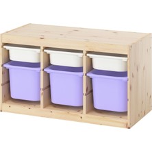 IKEA Modern Beyaz Oyuncak Saklama Ünitesi 93X44X52 cm - Çocuk Odası Iskandinav Tarzı Sağlam Ahşap Depolama Ünitesi - Modüler Yapı