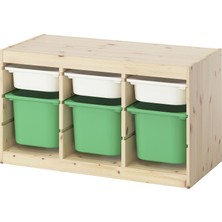 IKEA Modern Beyaz Oyuncak Saklama Ünitesi 93X44X52 cm - Çocuk Odası Iskandinav Tarzı Sağlam Ahşap Depolama Ünitesi - Modüler Yapı