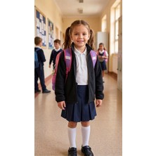 Dublino Kids Kız Çocuk Polar Dik Yaka Fermuarlı Sweatshirt Hırka Ceket