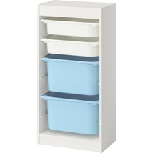 IKEA Modern Beyaz Oyuncak Saklama Ünitesi 46X30X94 cm - Çocuk Odası Iskandinav Tarzı Sağlam Ahşap Depolama Ünitesi - Modüler Yapı