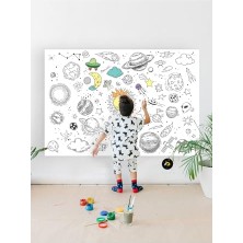 Die Grup (PSTER21320) Galaksi, Uzay, Gezegenler Eğitici Dev Boyama Kağıdı, Çocuklar Için Aktivite Boyama Rulosu (90X130CM)