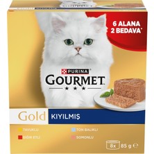 Die Grup Gourmet Gold Kıyılmış Somonlu Yaş Kedi Maması Multipack 85 Gr. (8 Al 6 Öde)
