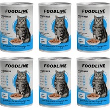 Die Grup Foodline Yetişkin Kedi Konservesi 400 Gr, Gravy Sos Içerisinde Parça Etli (400 gr x 6 Adet, Somon)