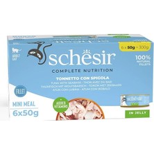 Die Grup Schesir Tam ve Dengeli Ton Balığı ile Levrekli Jöle Içinde Kedi Konservesi Multipack 6X50G