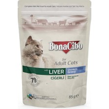 Die Grup Bonacibo Soslu Ciğerli Pouch Yetişkin Kedi Yaş Maması 85 gr x 12 Adet