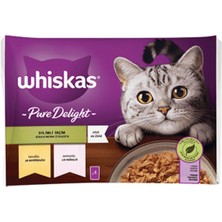 Die Grup Whiskas Pouch Pure Delight Jöle Içinde Tavuklu ve Somonlu Yetişkin Kedi Konservesi 4X85 gr