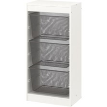 IKEA Modern Beyaz Oyuncak Saklama Ünitesi 46X30X94 cm - Çocuk Odası Iskandinav Tarzı Sağlam Ahşap Depolama Ünitesi - Modüler Yapı