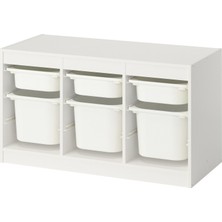 IKEA Modern Beyaz Oyuncak Saklama Ünitesi 99X44X56 cm - Çocuk Odası Iskandinav Tarzı Sağlam Ahşap Depolama Ünitesi - Modüler Yapı