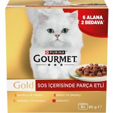 Die Grup Gourmet Gold Parça Sığır Etli Yaş Kedi Maması Multipack 85 Gr.(8 Al 6 Öde)