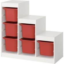 IKEA Modern Beyaz Oyuncak Saklama Ünitesi 99X44X94 cm - Çocuk Odası Iskandinav Tarzı Sağlam Ahşap Depolama Ünitesi - Modüler Yapı