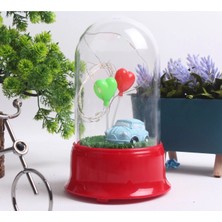 Özka Leather Hediyelik Balon ve Araba Figürlü LED Işıklı Fanus