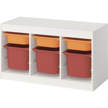 IKEA Modern Beyaz Oyuncak Saklama Ünitesi 99X44X56 cm - Çocuk Odası Iskandinav Tarzı Sağlam Ahşap Depolama Ünitesi - Modüler Yapı
