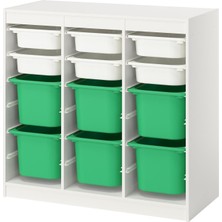 IKEA Modern Beyaz Oyuncak Saklama Ünitesi 99X44X94 cm - Çocuk Odası Iskandinav Tarzı Sağlam Ahşap Depolama Ünitesi - Modüler Yapı