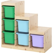 IKEA Modern Beyaz Oyuncak Saklama Ünitesi 94X44X91 cm - Çocuk Odası Iskandinav Tarzı Sağlam Ahşap Depolama Ünitesi - Modüler Yapı
