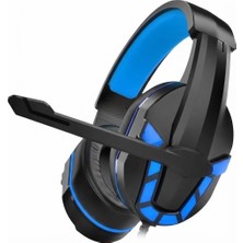 Mucize Model PS-4 Profesyonel Mikrofonlu Oyuncu Kulaklığı - Mavi LED Işıklı Stereo Gaming Headset