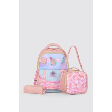 Ççs Kids Premium Okul Çanta Seti 3'lü Ilkokul Ortaokul Sırt Çantası Termal Beslenme Çantası Kalemlik Pembe 51980