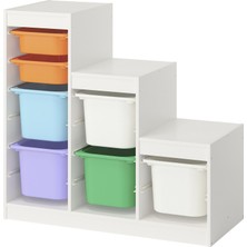 IKEA Modern Beyaz Oyuncak Saklama Ünitesi 99X44X94 cm - Çocuk Odası Iskandinav Tarzı Sağlam Ahşap Depolama Ünitesi - Modüler Yapı