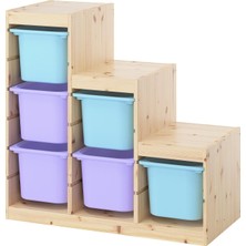 IKEA Modern Mavi Oyuncak Saklama Ünitesi 94X44X91 cm - Çocuk Odası Iskandinav Tarzı Sağlam Ahşap Depolama Ünitesi - Modüler Yapı